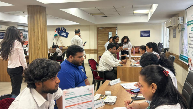 Busy wellness consultations at ICSI health camp.