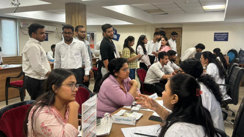 Busy health consultations at ICSI camp.